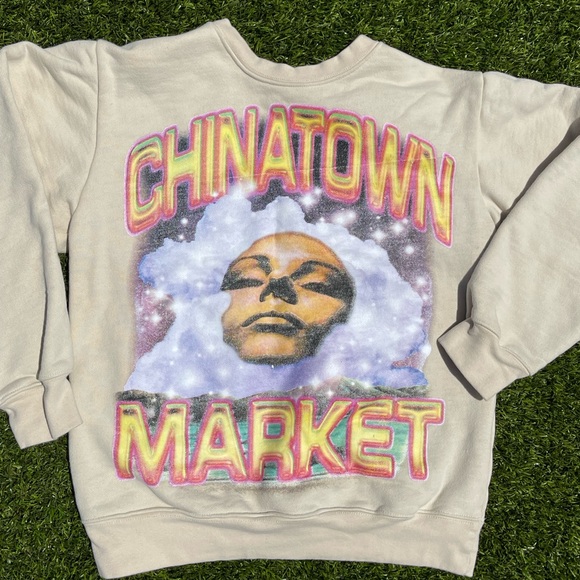 Chinatown Market Through The Foam Crewneck Sweatshirt 'Bone' - Picture 2 of 5